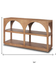 54" Brown Solid Wood Floor Shelf Console Table With Two Shelves