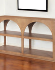 54" Brown Solid Wood Floor Shelf Console Table With Two Shelves