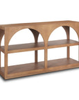 54" Brown Solid Wood Floor Shelf Console Table With Two Shelves