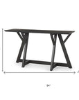 54" Brown Solid Wood Trestle Console Table