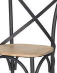 Set of Two Light Brown and Black Solid Wood Cross Back Dining Side Chairs