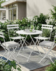 30" White Aluminum Round Folding Outdoor Bistro Table with Umbrella Hole