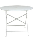 36" White Rounded Aluminum Folding Outdoor Dining Table with Umbrella Hole