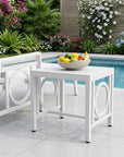 16" White Metal Outdoor Side Table