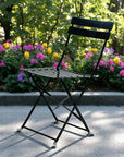 Set of Two Black Aluminum Outdoor Folding Dining Chairs