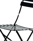 Set of Two Black Aluminum Outdoor Folding Dining Chairs