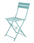 Set of Two Aqua Blue Aluminum Outdoor Folding Dining Chairs