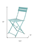 Set of Two Aqua Blue Aluminum Outdoor Folding Dining Chairs