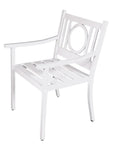 24" White Steel Geo Back Outdoor Arm Chair