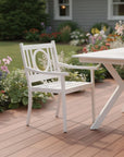 24" White Steel Geo Back Outdoor Arm Chair