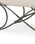 55" Cream and Nickel Fabric and Metal Upholstered Bench
