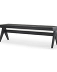59" Black Solid Wood and Cane Dining Bench
