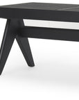 59" Black Solid Wood and Cane Dining Bench