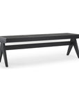 59" Black Solid Wood and Cane Dining Bench