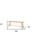 56" Natural Distressed Solid Wood Live Edge Bench
