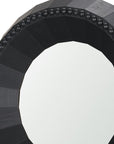 30" Brown Solid Wood Faceted And Beaded Round Framed Accent Mirror