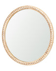 30" Natural Solid Wood Beaded Round Framed Accent Mirror