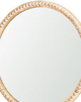 30" Natural Solid Wood Beaded Round Framed Accent Mirror