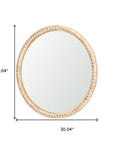 30" Natural Solid Wood Beaded Round Framed Accent Mirror