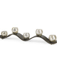 7" Silver Distressed Abstract Metal And Glass Tabletop Hurricane Candle Holder