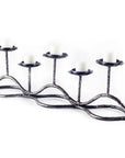 7" Black Distressed Geometric Metal Tabletop Tealight Candle Holder