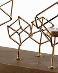 8" Brass Distressed Geometric Metal Tabletop Tealight Candle Holder