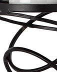 14" Black Geometric Glass And Metal Tabletop Pillar Candle Holder