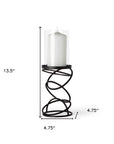 14" Black Geometric Glass And Metal Tabletop Pillar Candle Holder