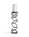 21" Black Geometric Glass And Metal Tabletop Pillar Candle Holder