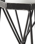 8" Black Distressed Geometric Metal Tabletop Dish Candle Holder