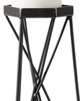 11" Black Distressed Geometric Metal Tabletop Pillar Candle Holder