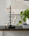 17" Black Distressed Abstract Metal Tabletop Tealight Candle Holder