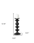 13" Black Metal Tabletop Pillar Candle Holder