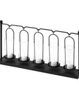 13" Black Geometric Metal And Glass Tabletop Votive Candle Holder