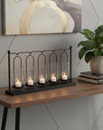 13" Black Geometric Metal And Glass Tabletop Votive Candle Holder