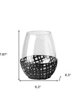 8" Black Woven Metal And Glass Tabletop Hurricane Candle Holder