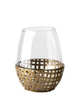 8" Gold Woven Metal And Glass Tabletop Hurricane Candle Holder