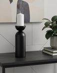 13" Black Metal Tabletop Pillar Candle Holder