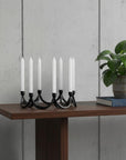 4" Black Abstract Metal Tabletop Candelabra Candle Holder