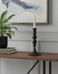 8" Black Glass Tabletop Taper Candlestick