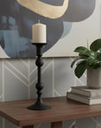 10" Black Glass Tabletop Taper Candlestick