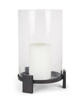 14" Black Metal Abstract Tabletop Hurricane Candle Holder