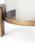 12" Gold Geometric Glass And Metal Tabletop Hurricane Candle Holder