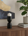 9" Black Metal Tabletop Pillar Candle Holder