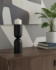 13" Black Metal Tabletop Pillar Candle Holder