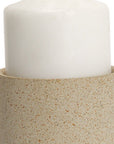 11" Beige Metal Tabletop Pillar Candle Holder