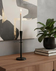 13" Black Metal Abstract Tabletop Candle Holder