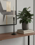 15" Black Metal Abstract Tabletop Candle Holder
