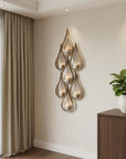 52" Gold And Gray Distressed Geometric Glass And Iron Wall Sconce Candle Holder