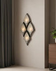 36" Gray And Silver Geometric Glass And Iron Wall Sconce Candle Holder